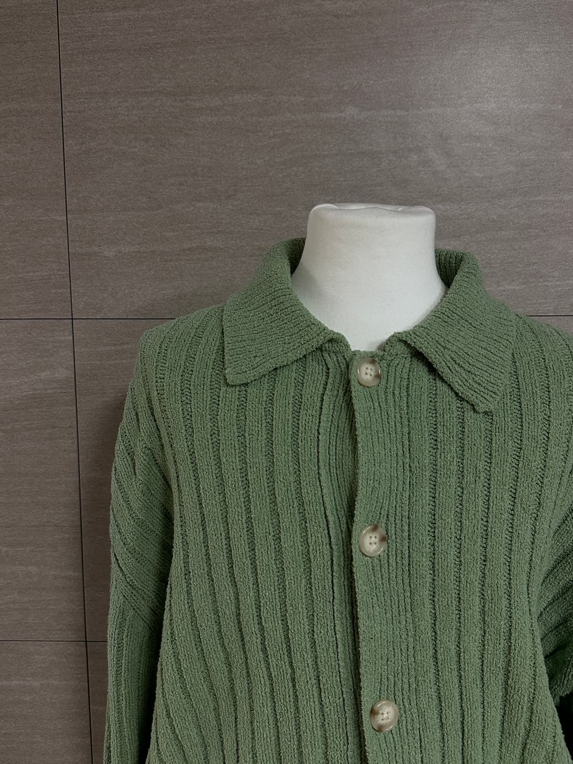 (무배)KKST 메르고 부클 버튼 카라 가디건 그린 L사이즈 상품이미지7