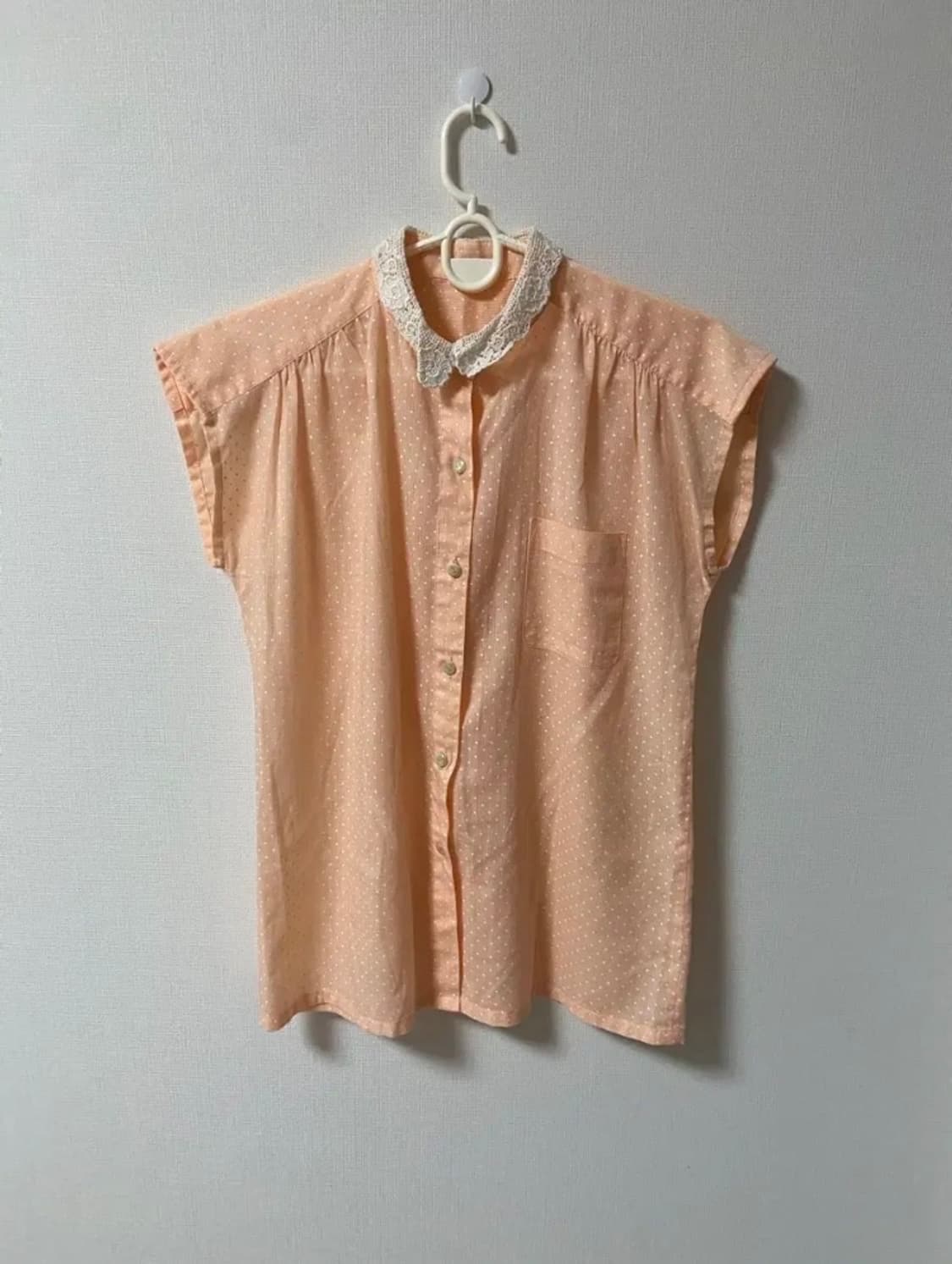 빈티지 모리걸 히메갸루 도트 레이스 민소매 블라우스 상품이미지1