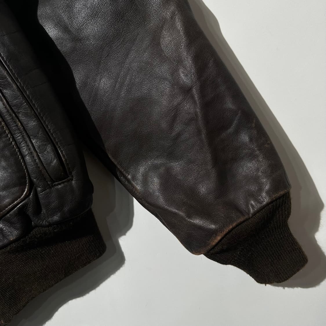 쇼트 A-2 레더 밀리터리 봄버 자켓 상품이미지6