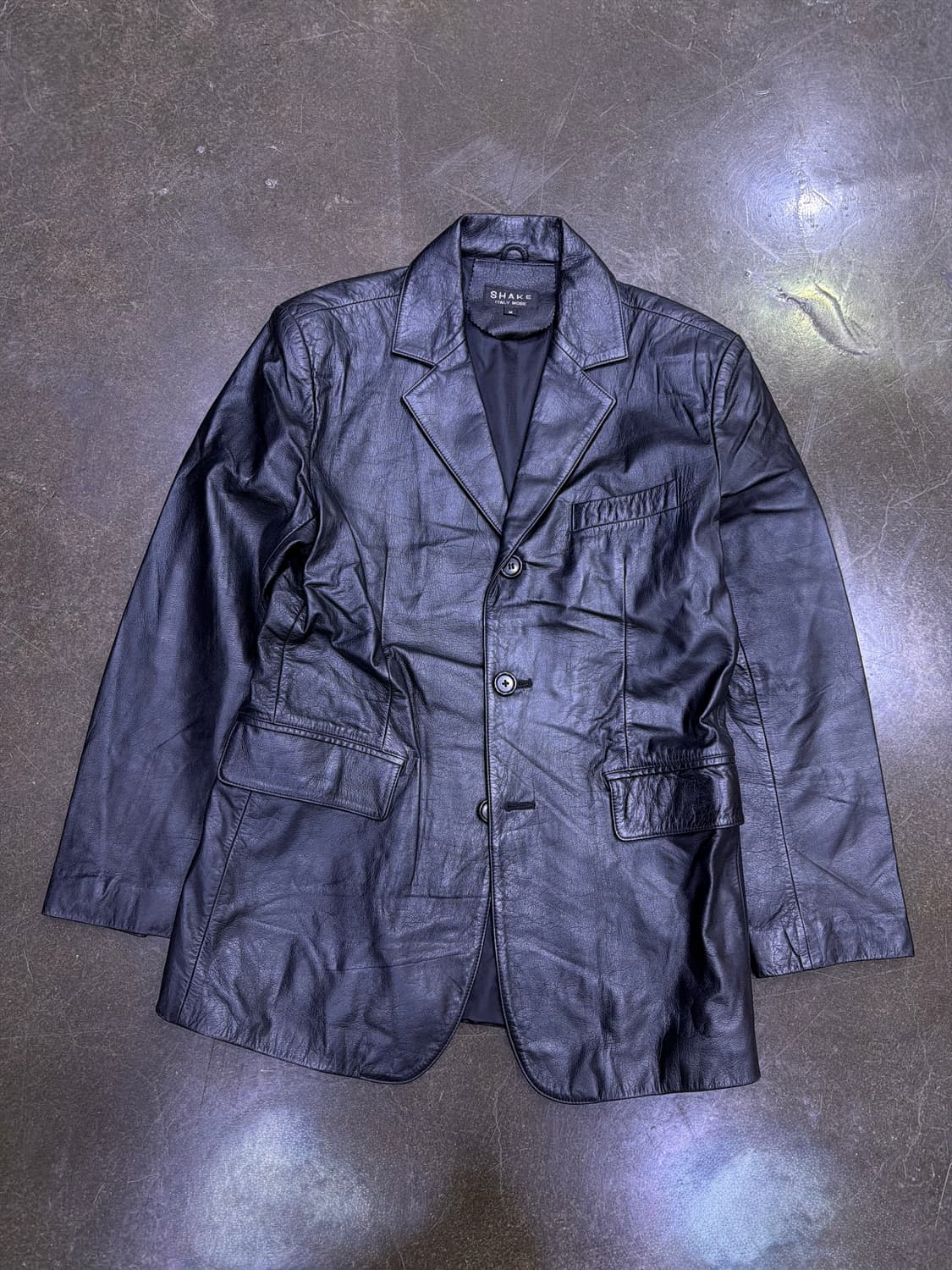 심플 클래식 싱글 3버튼 블레이저 양가죽 레더자켓 M 상품이미지1