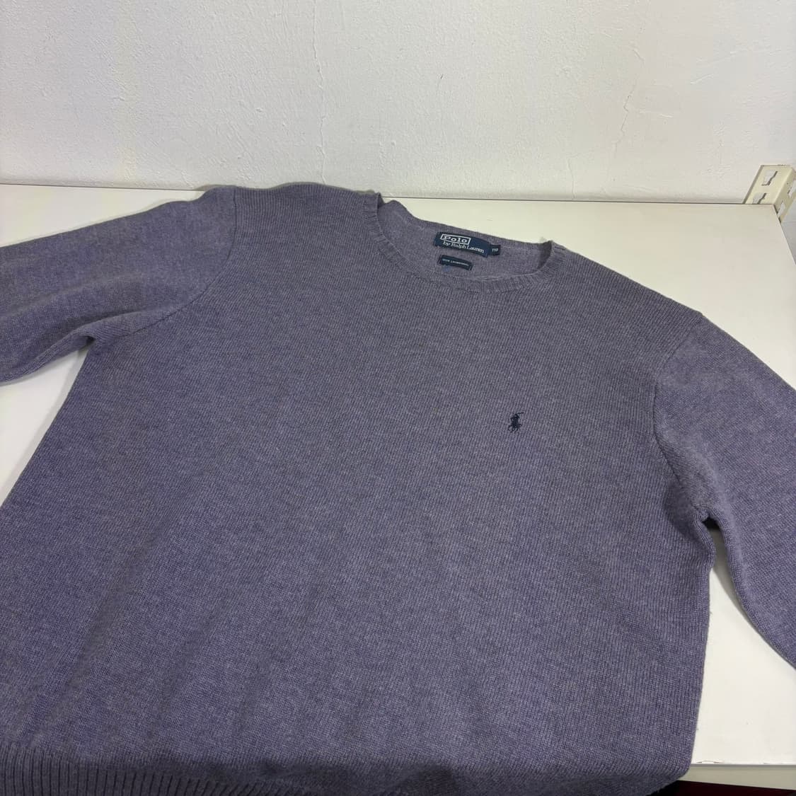 110 XXL 폴로랄프로렌 파스텔퍼플 루즈핏 울 라운드니트 상품이미지2