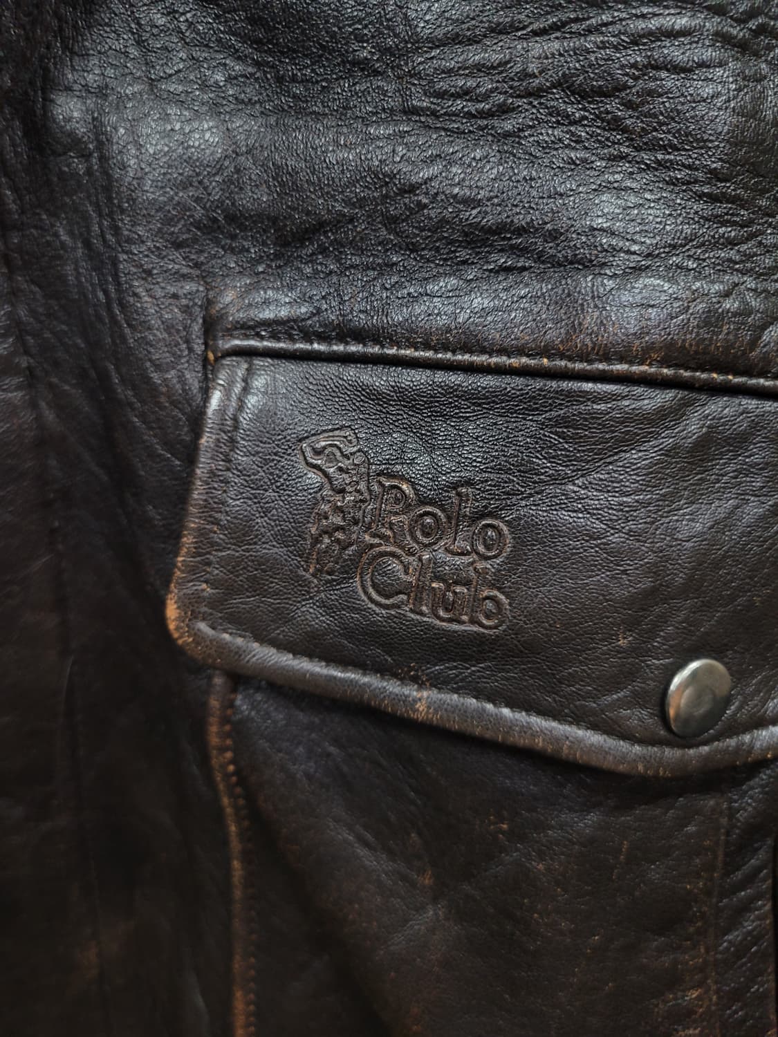 Vintage Polo Club Leather Bomber Jacket 상품이미지3