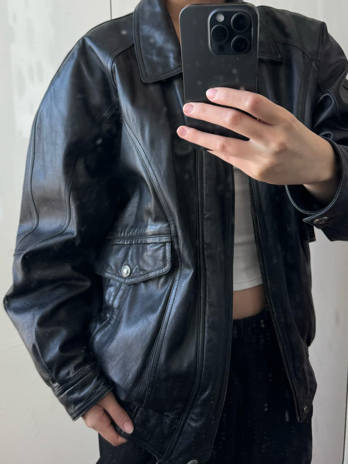 빈티지 레더 자켓 가죽 자켓 블랙 상품이미지1