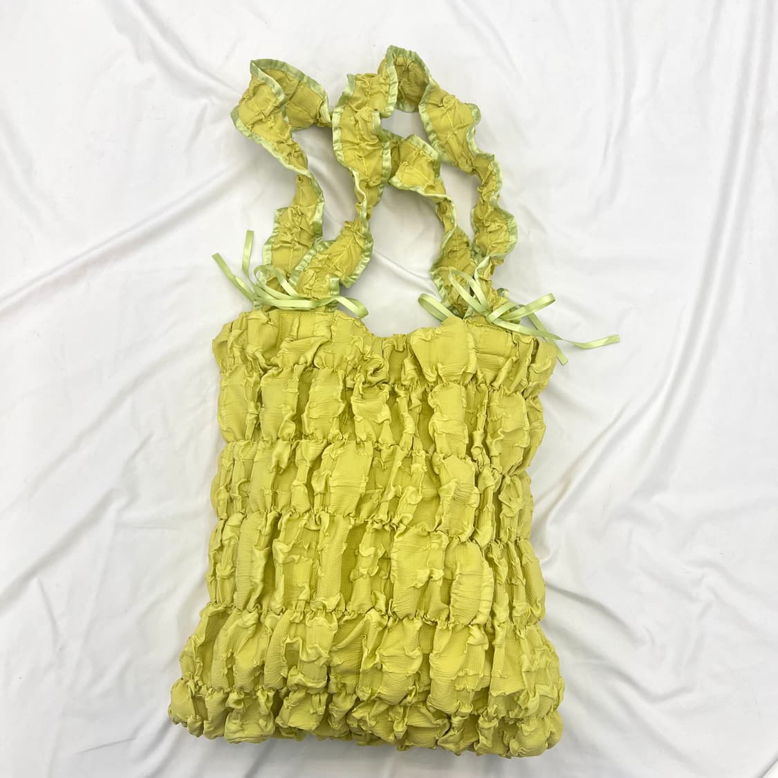 Green shirring ribbon bag 상품이미지1