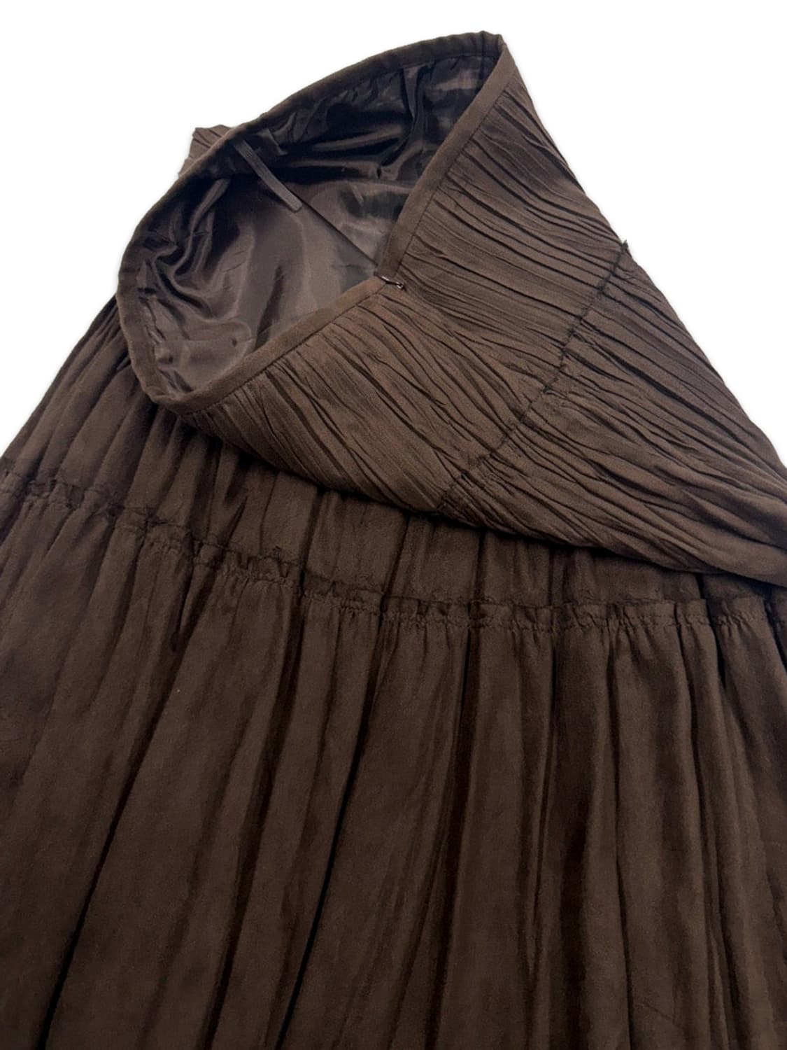 빈티지 MICHEL KLEIN 브라운 스웨이드 플리츠 미디 스커트 상품이미지4