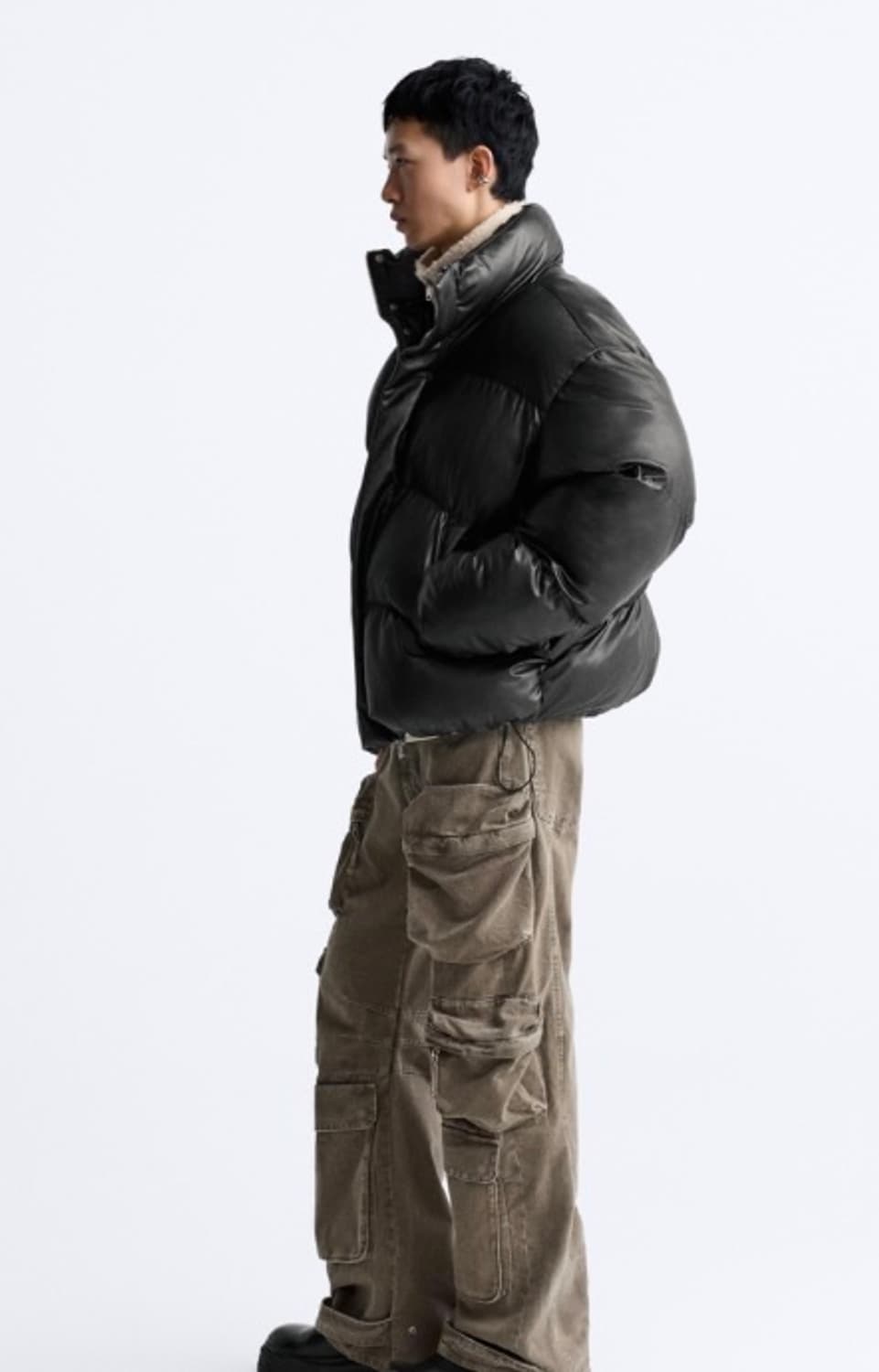 ZARA 자라 크롭핏 레더 패딩 상품이미지3