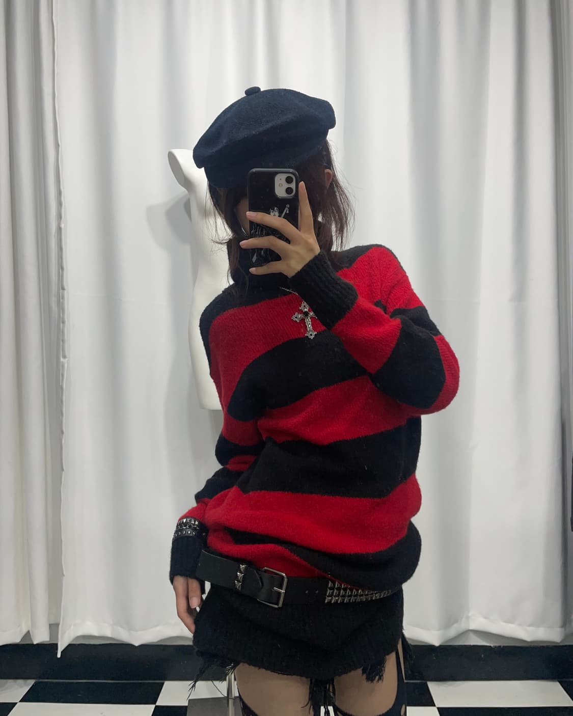 🎸레드&블랙 스트라이프 터틀넥 니트🎸 상품이미지2