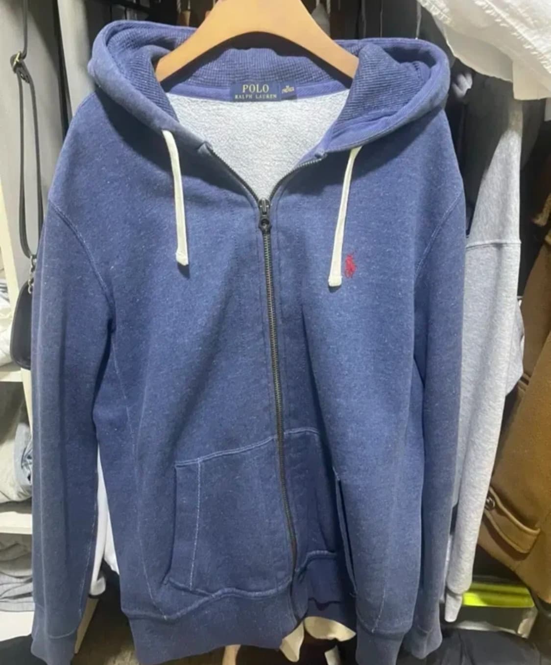 정품 폴로랄프로렌 와플안감 네이비 후드집업 상품이미지1