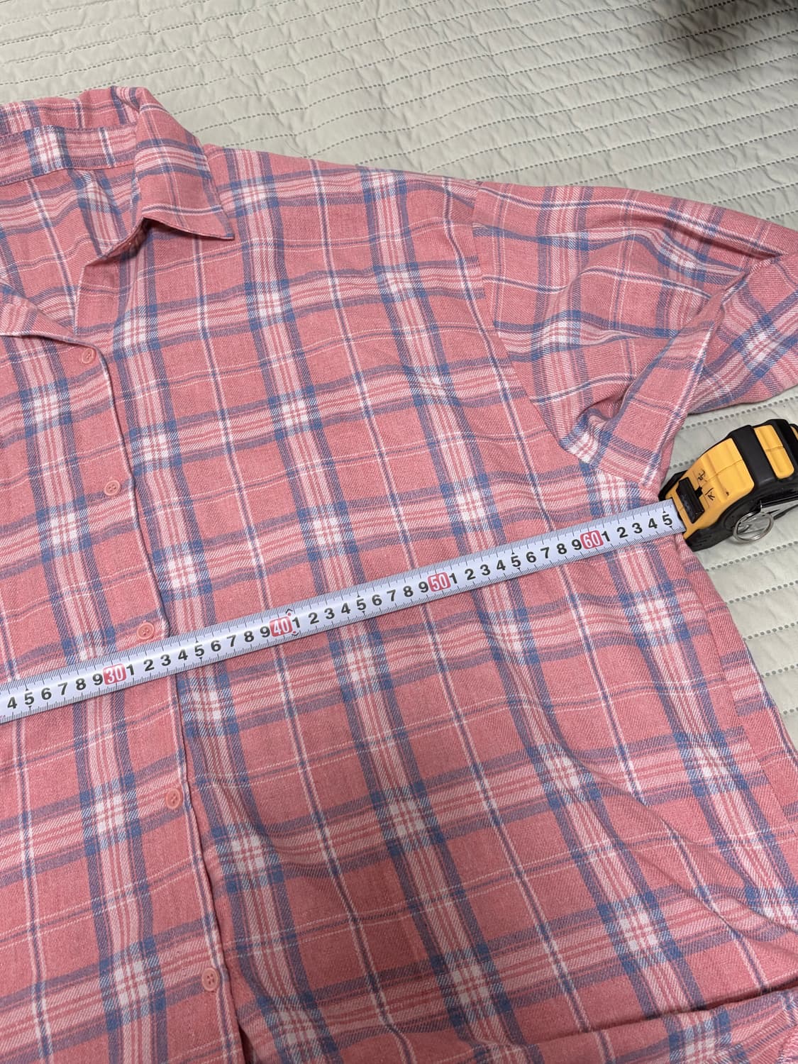 핑크 체크 루즈핏 반팔 셔츠 상품이미지4