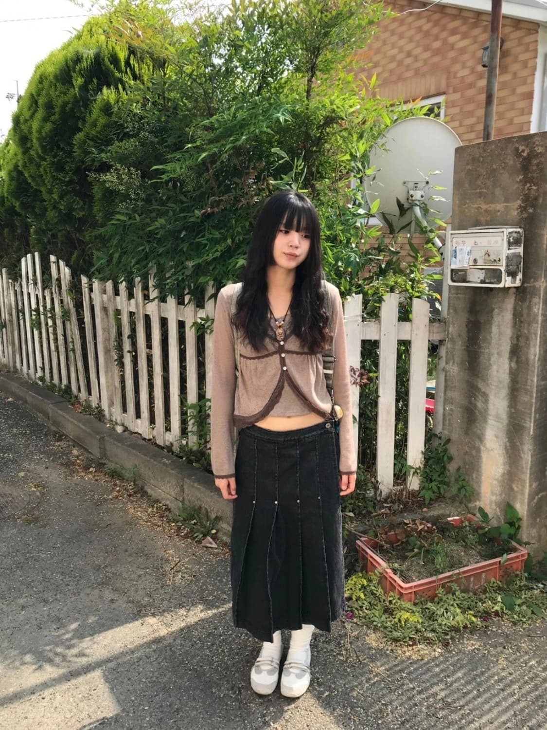 플리츠 데님 롱 스커트 상품이미지3