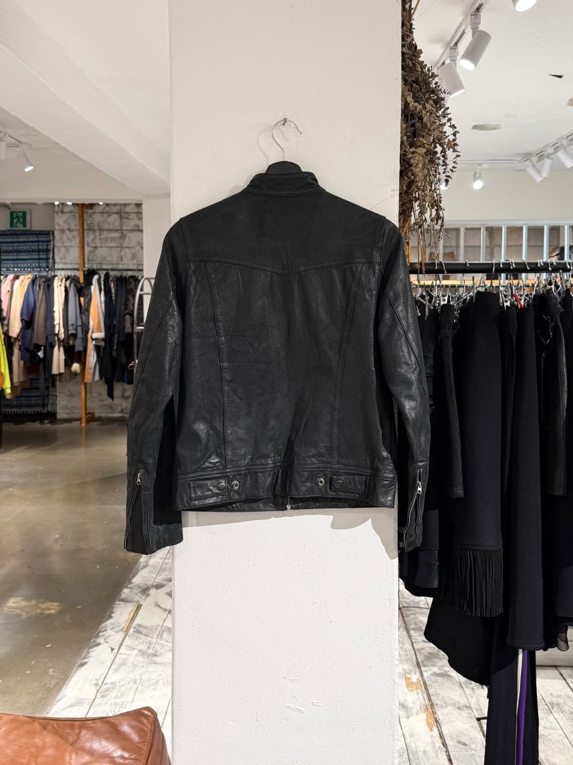 드렐라 블랙 싱글 라이더 레더 자켓 상품이미지8