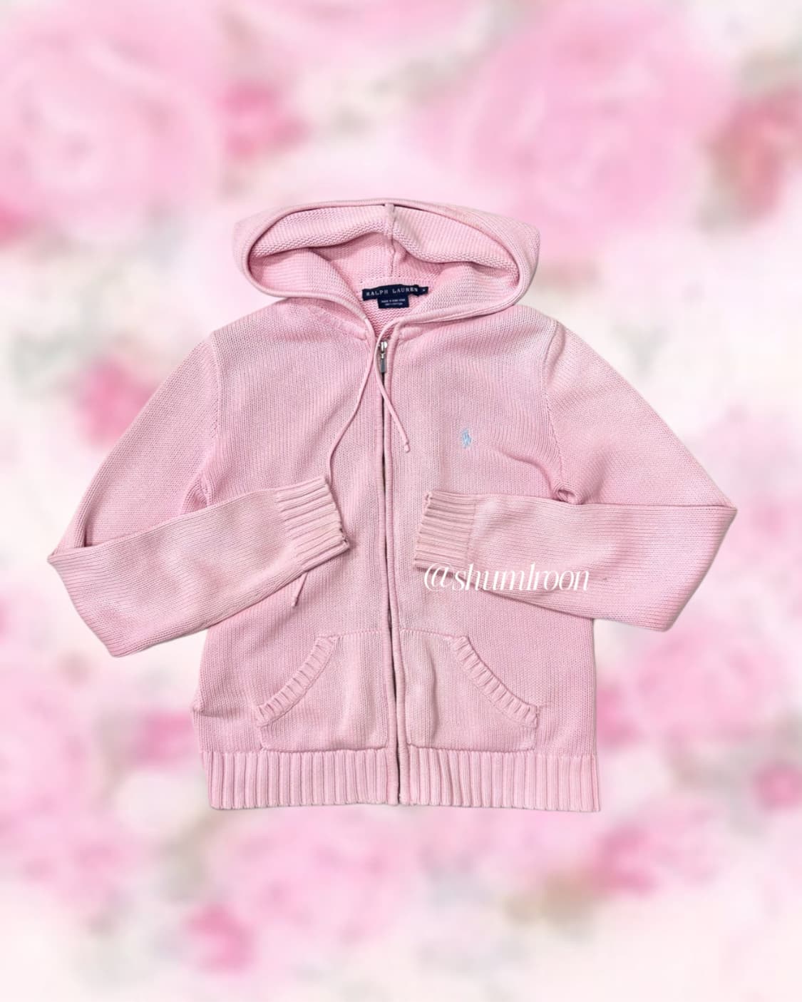 폴로 정품 연핑크 니트 후드집업 상품이미지1