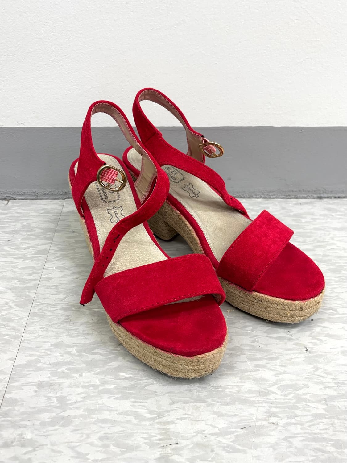 빈티지 레드 웨지힐 샌들 상품이미지3