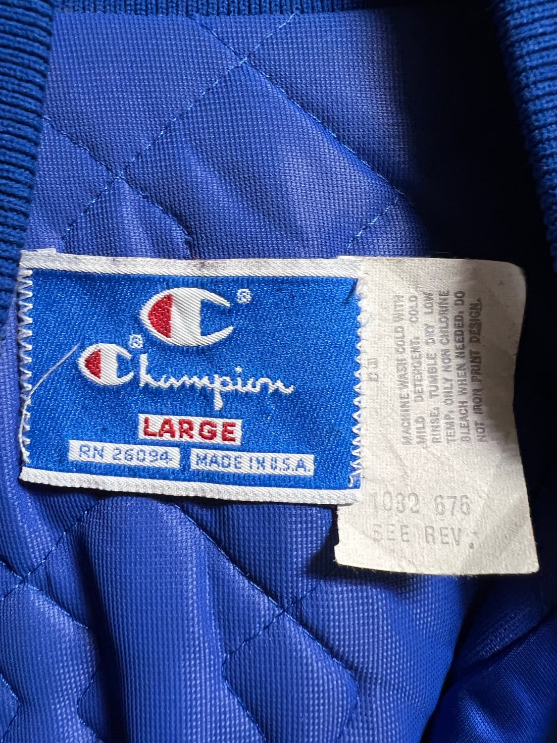 빈티지 80s 챔피온 블루 세틴 자켓 상품이미지4