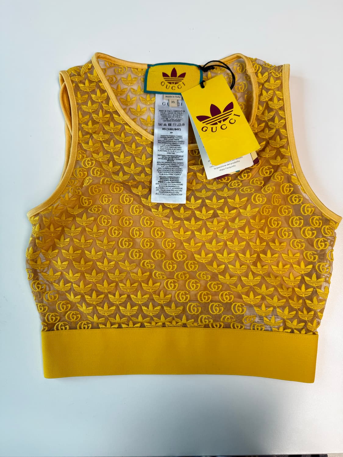 정품 구찌 x 아디다스 GG 튤 탑 옐로우 (44) 상품이미지3
