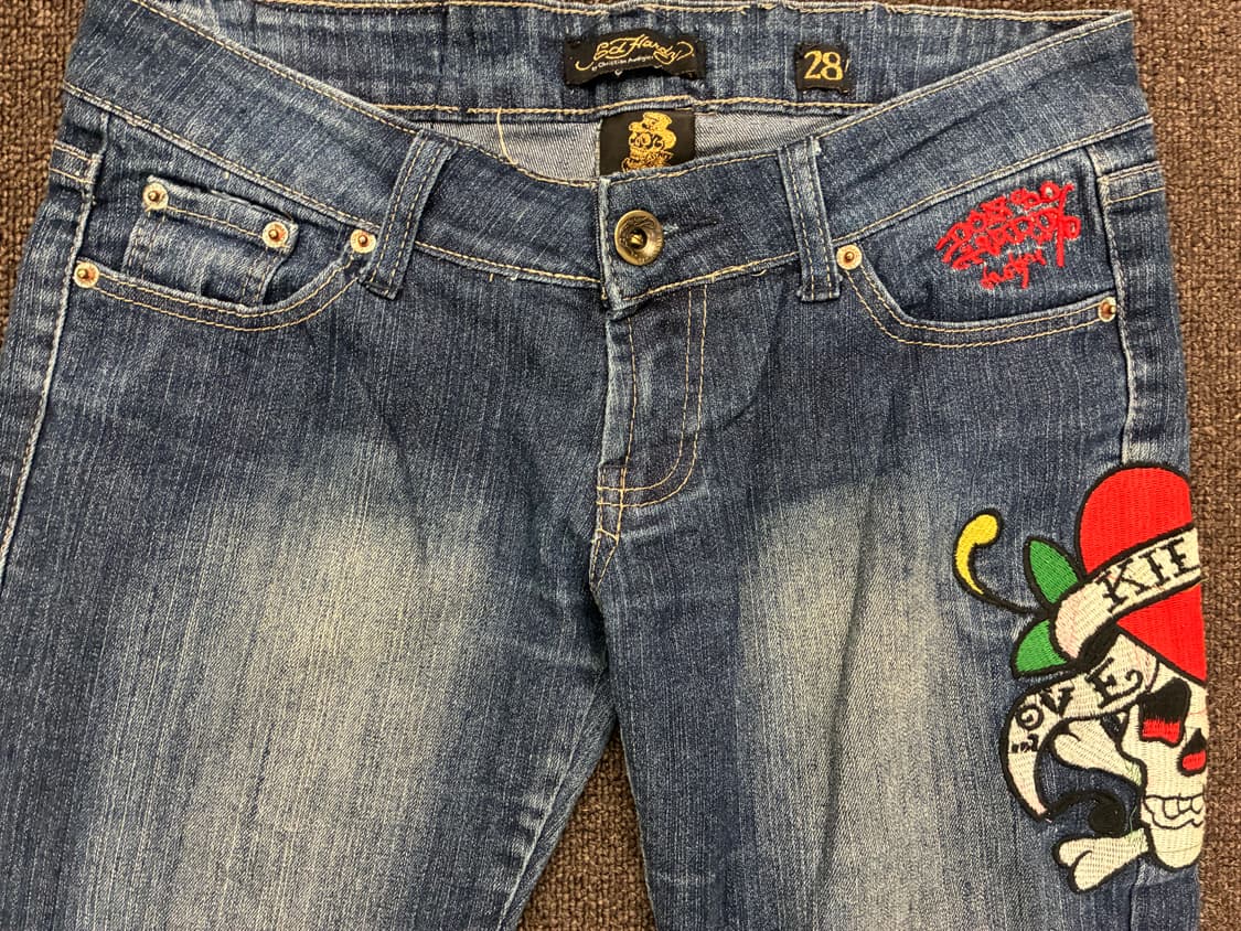 28)Ed Hardy 빈티지 여성 해골 자수 로우라이즈 데님팬츠 상품이미지5
