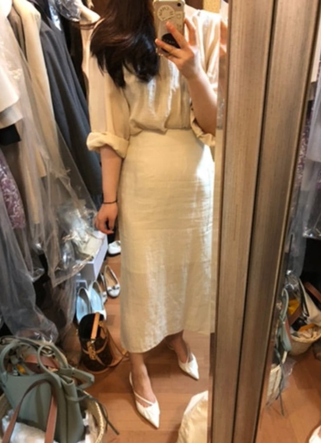 타임 버튼 패널 스커트 55사이즈 상품이미지6