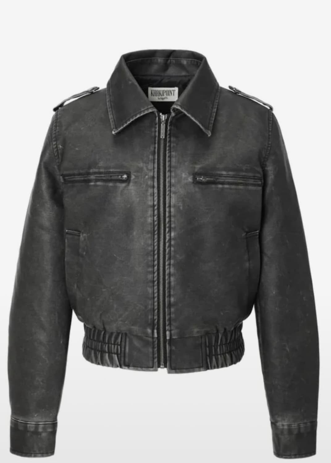 카키포인트 위시드 레더 봄버 자켓 상품이미지2