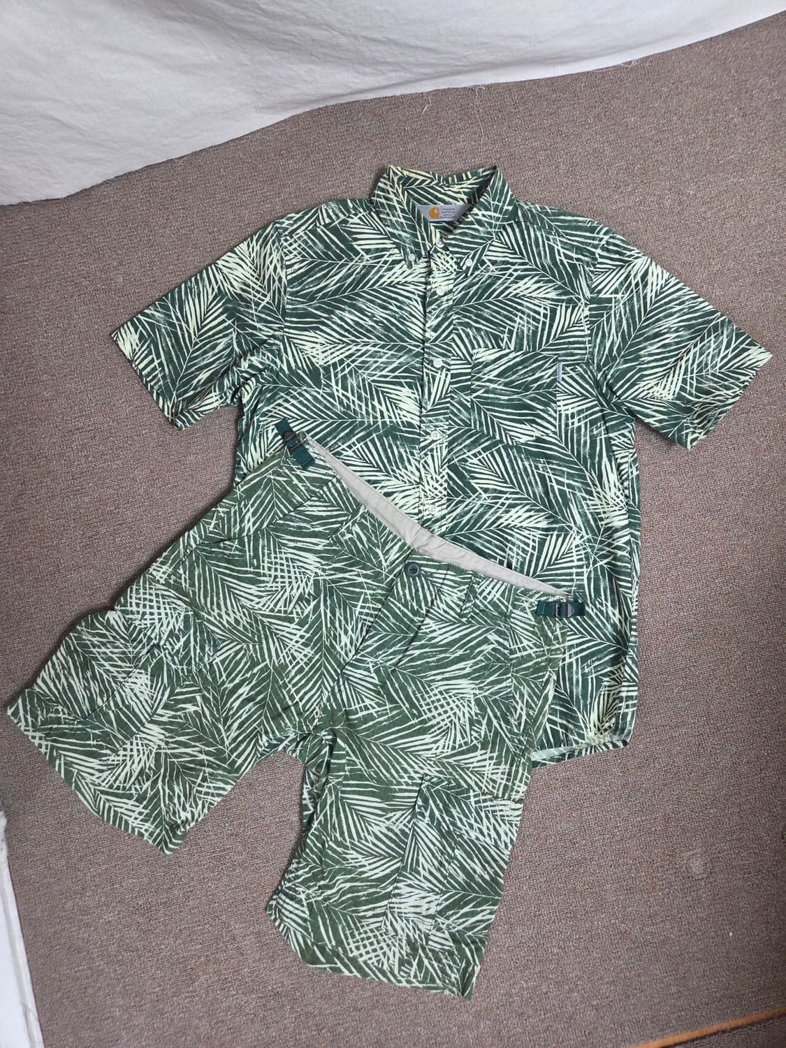 칼하트 카이만 그린 야자수 하와이안 반팔셔츠 반바지 셋업 M 30 상품이미지1