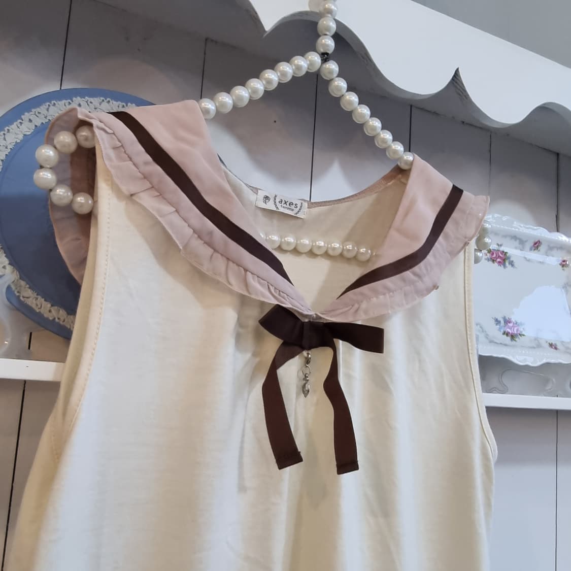 axes femme(액시즈팜) 세일러카라 리본 롱탑 상품이미지3