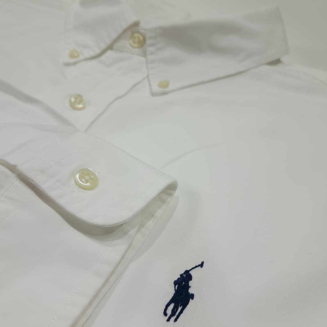 CL506 2XL 폴로 90s 코튼 버튼다운 네이비포니 화이트 셔츠 상품이미지4