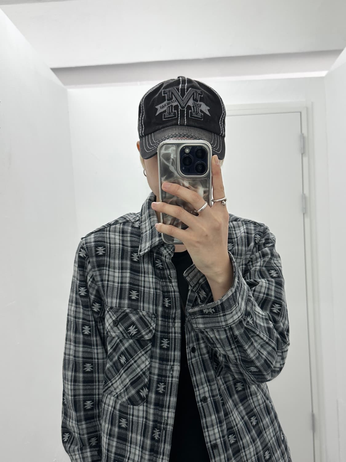 Vintage leather detail gray washing cap  상품이미지6