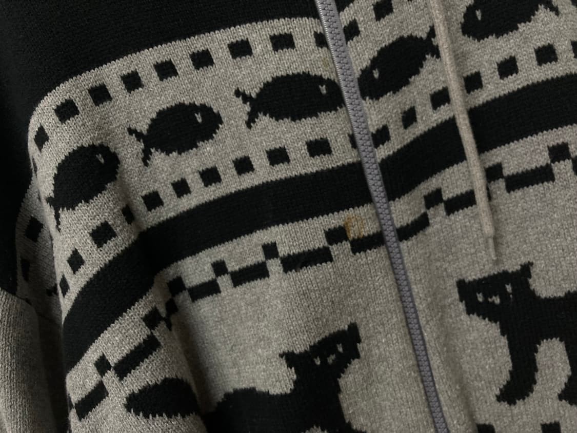 엑스톤즈 스타 캣 코위찬 니트 후드 집업 (BLACK)  상품이미지2