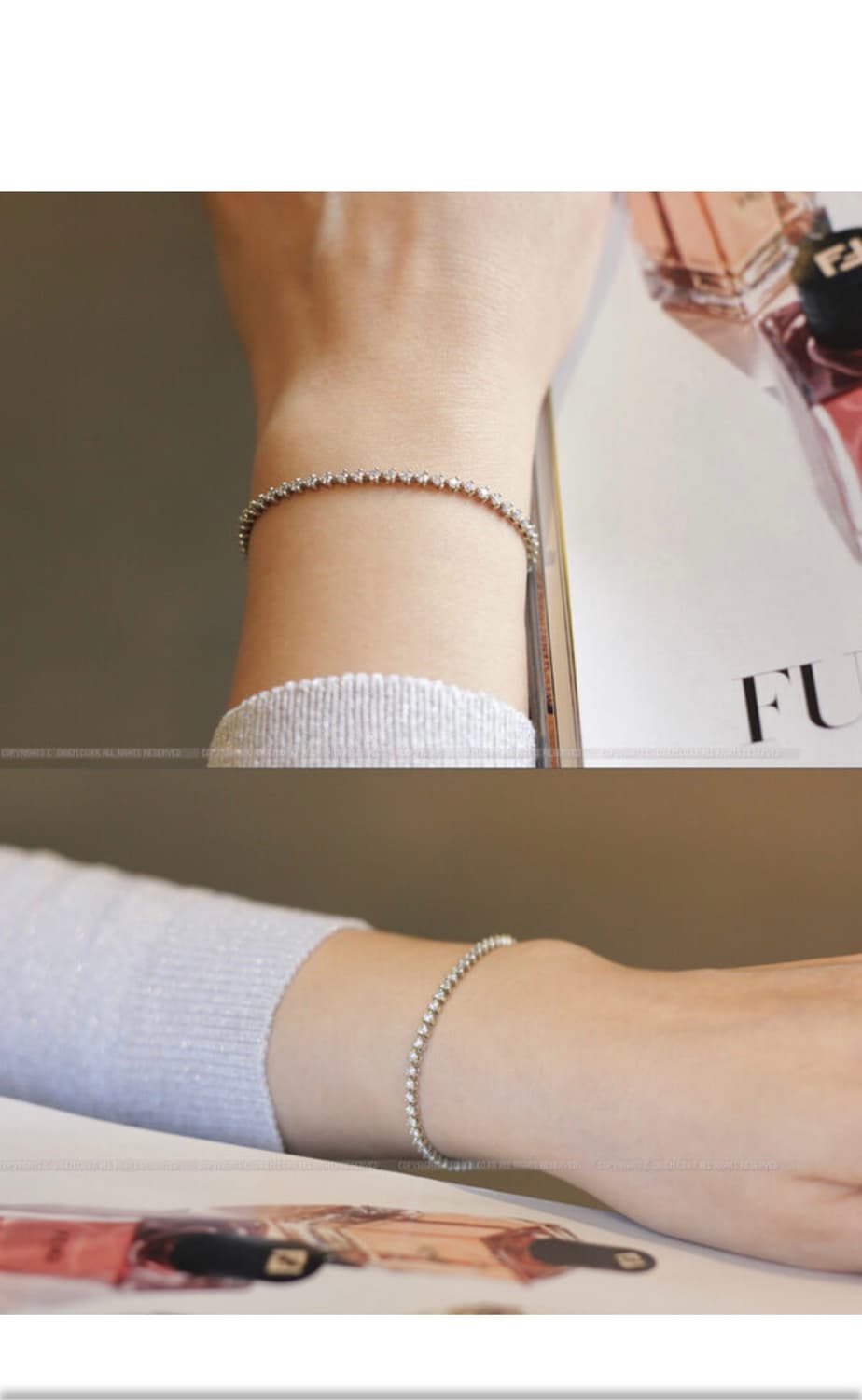 14k 2mm꼬냑다이아 테니스팔찌 상품이미지2