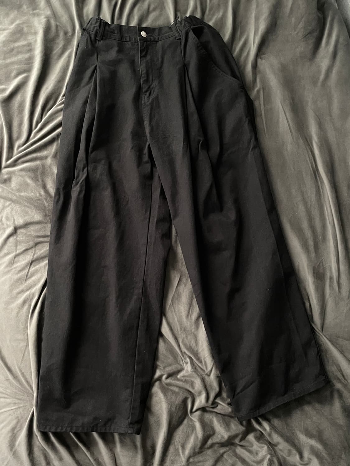 피인오 958 투턱 와이드 코튼 팬츠 블랙 m사이즈 새제품 택포함 상품이미지3