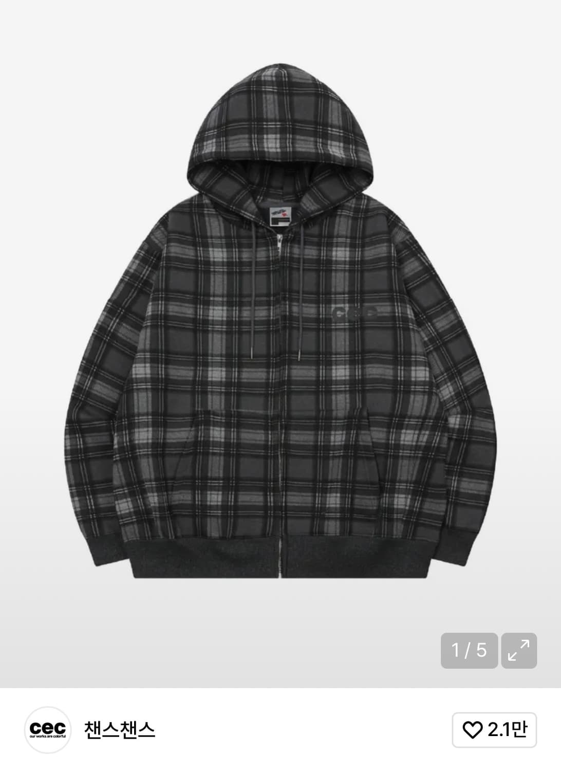챈스챈스 체크 후드집업 상품이미지1