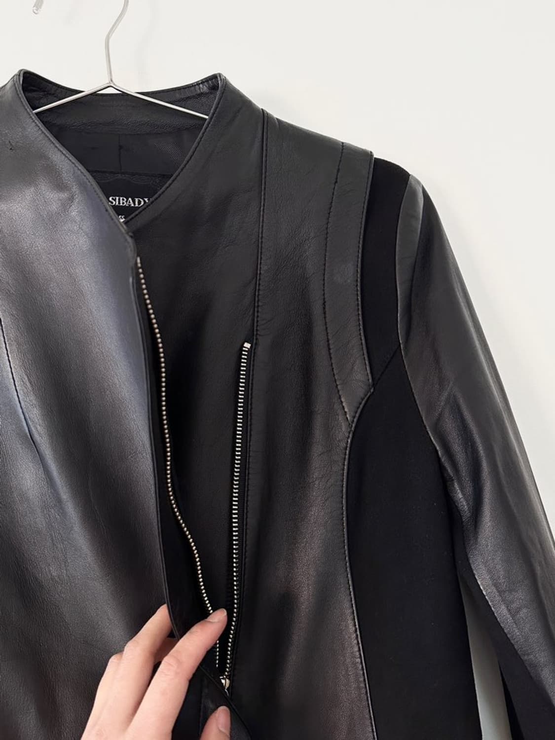 KASIBADY Panel mixed leather jacket  상품이미지4