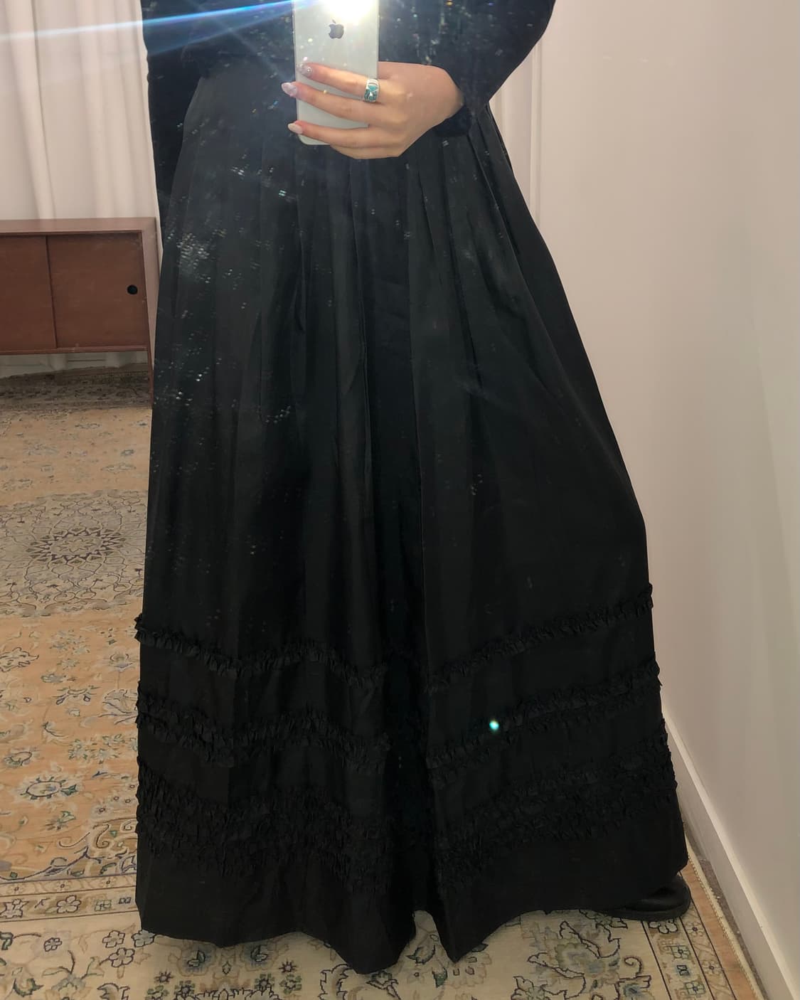 블랙 프릴 플리츠 스커트 상품이미지4