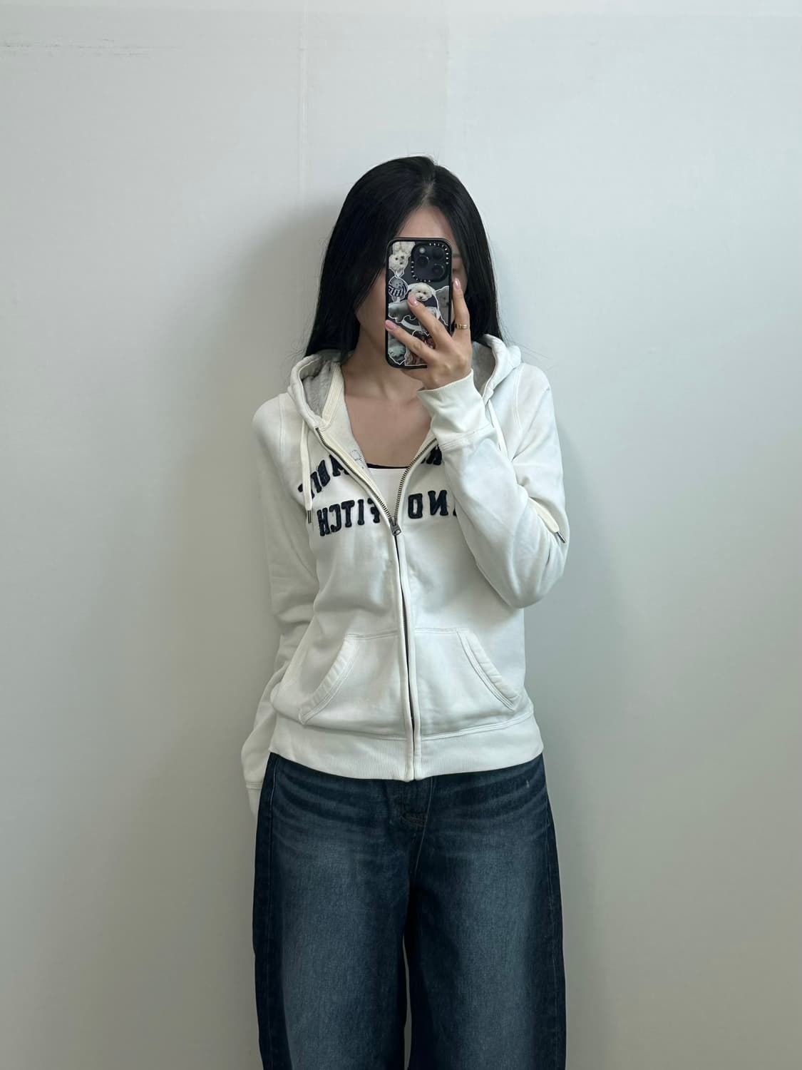 아베크롬비 y2k 와투케 화이트 딱붙 후드집업 상품이미지1
