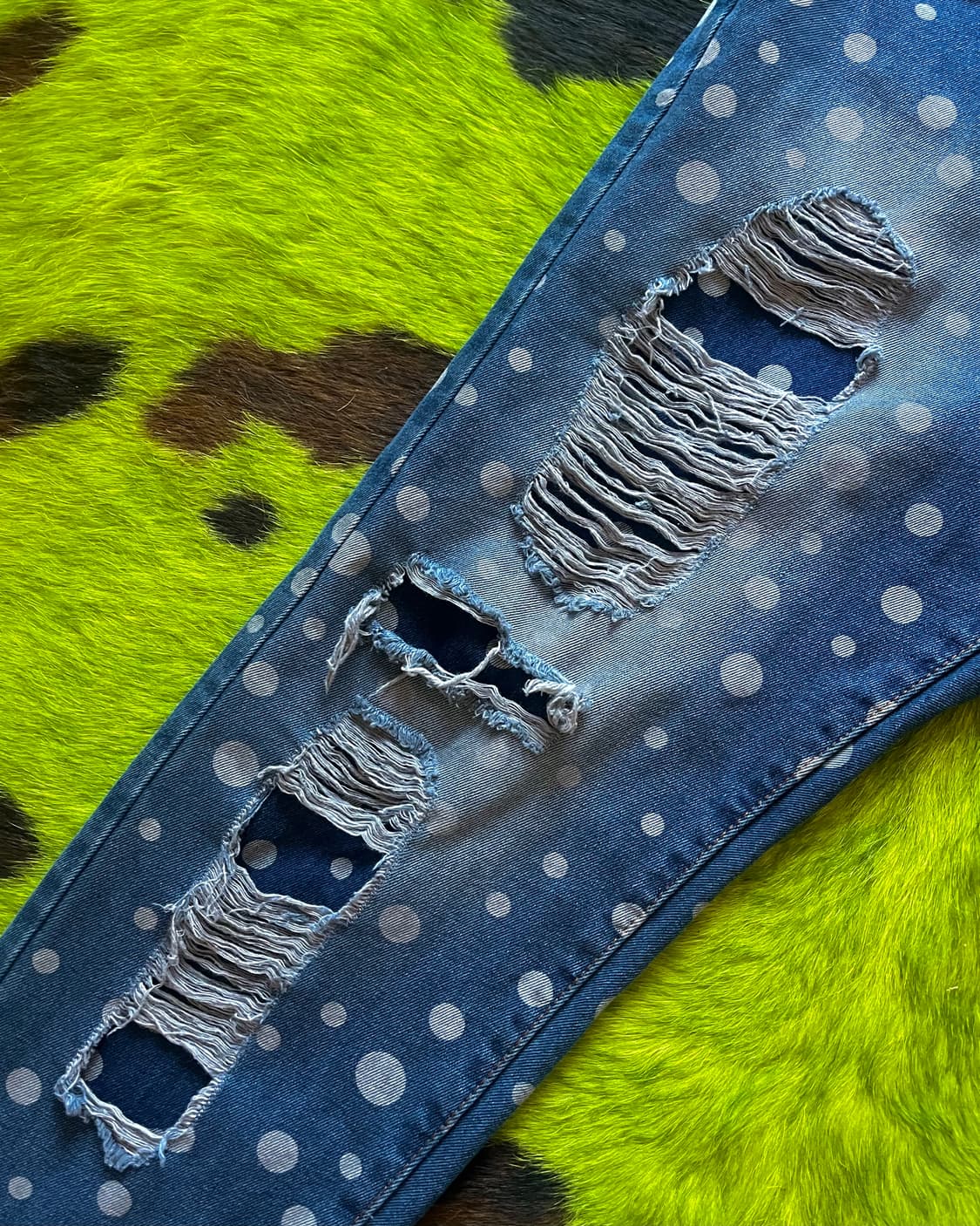 JPN Vintage Dot Pattern Wide Denim Pants 상품이미지6