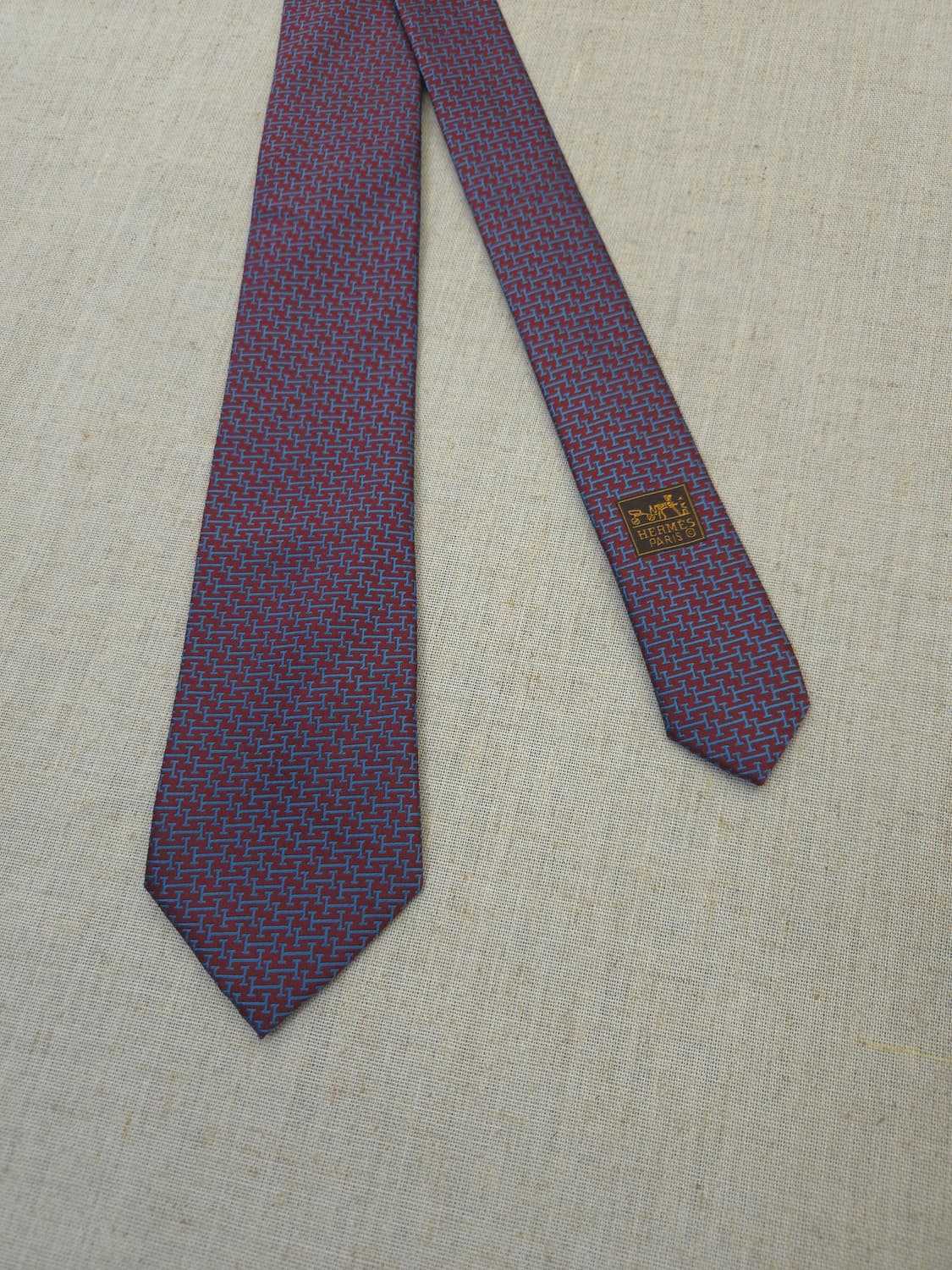 에르메스 H 로고 넥타이 버건디/블루 상품이미지2