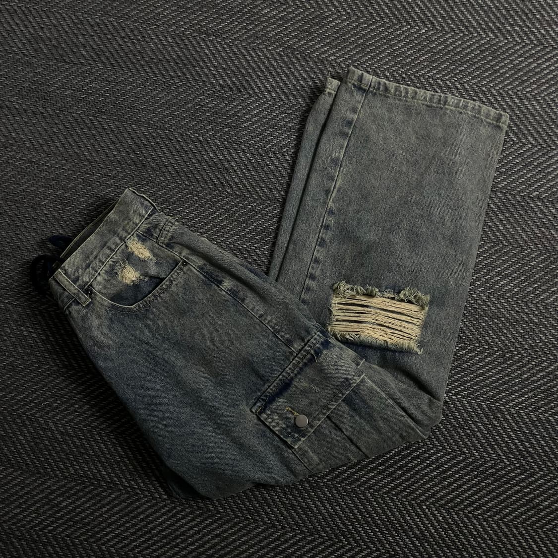 빈티지 y2k 디스트로이드 워싱 데님 카고 팬츠 y 4178 상품이미지1