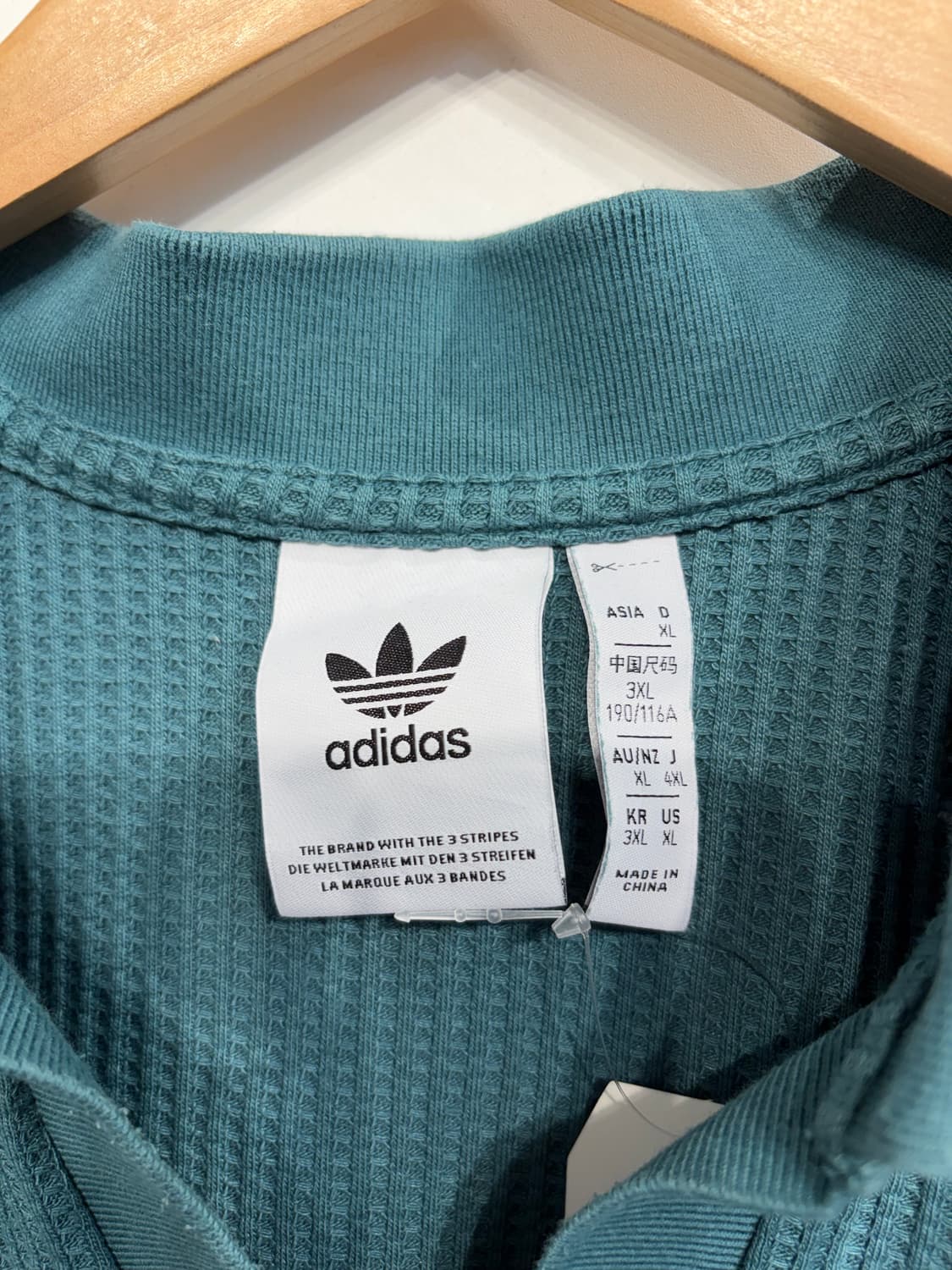 3XL 아디다스 오리지널스 와플 니트 폴로 셔츠 테크그린 상품이미지3