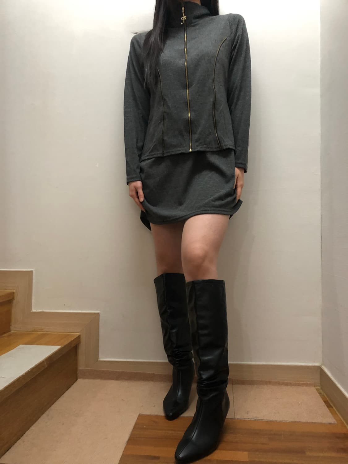 빈티지 그레이 펑크 원피스 상품이미지2