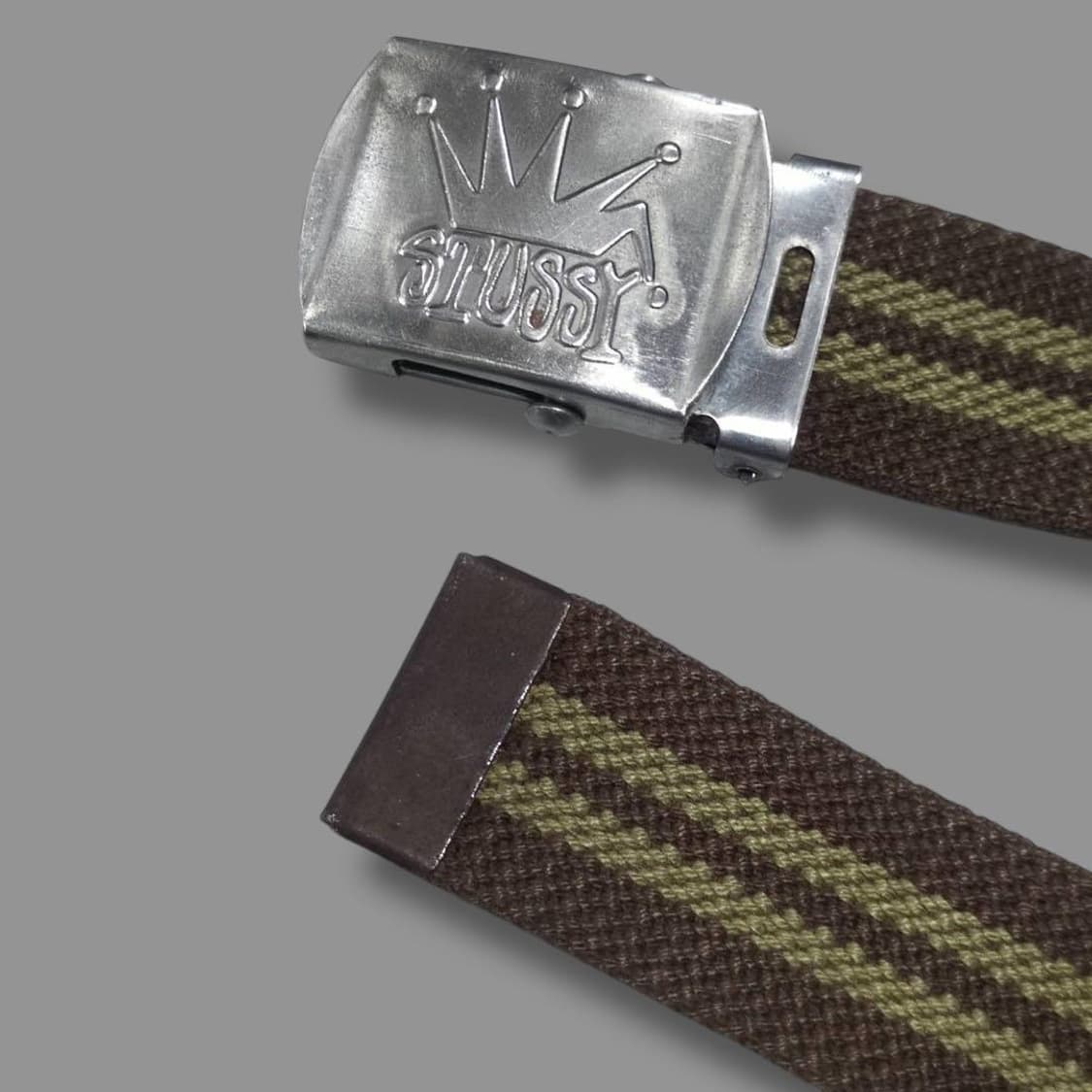 90s 올드 스투시 크라운 웹 벨트 브라운 상품이미지5