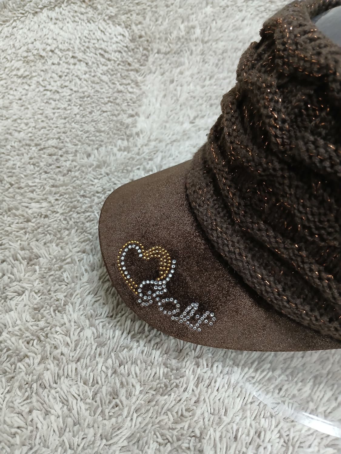 LOVE 브라운 니트 캡모자 새제품 상품이미지3