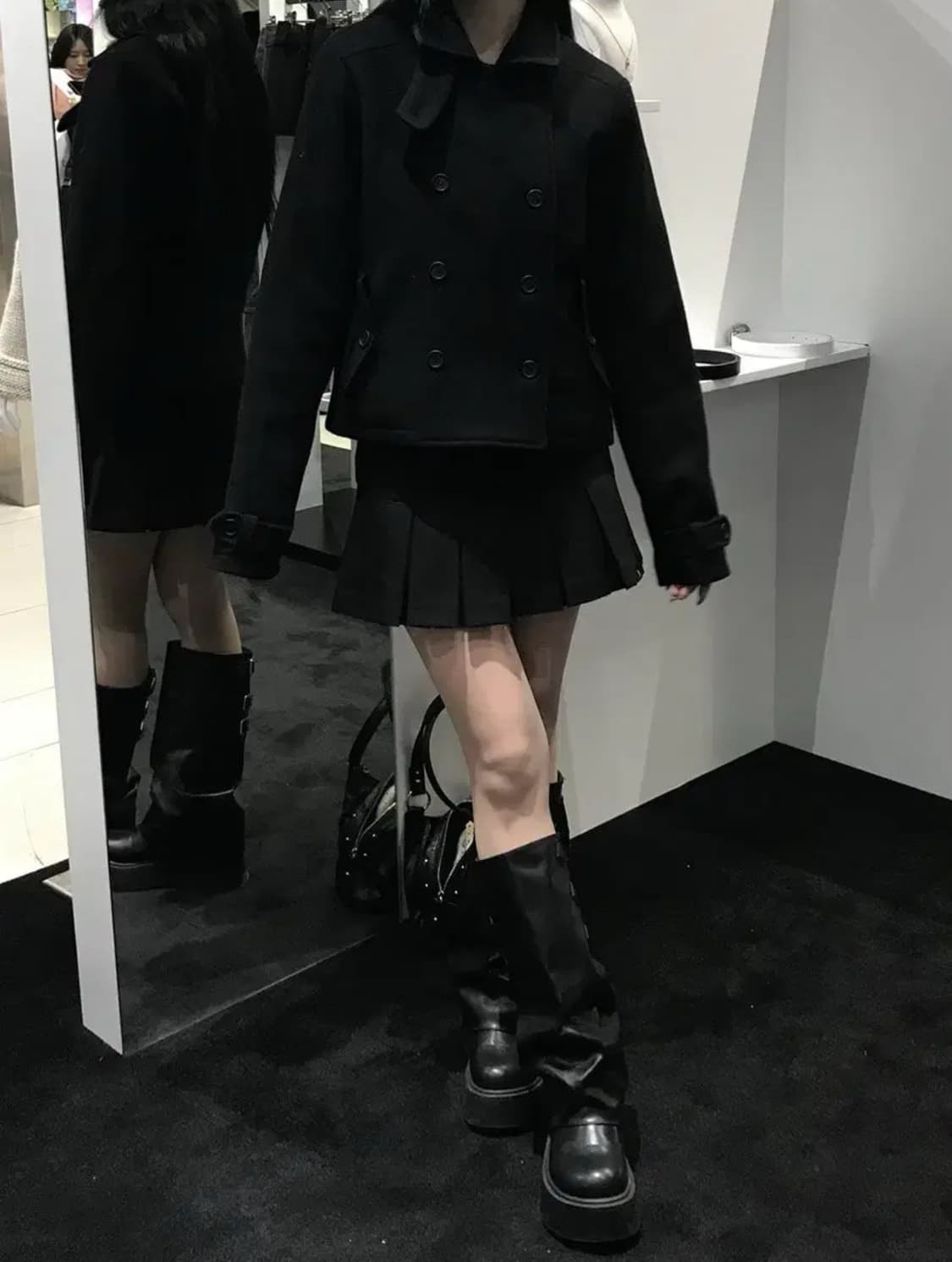 시너진 플레인 울 더블 코트 블랙 워니하우스 보헤미안서울 상품이미지2