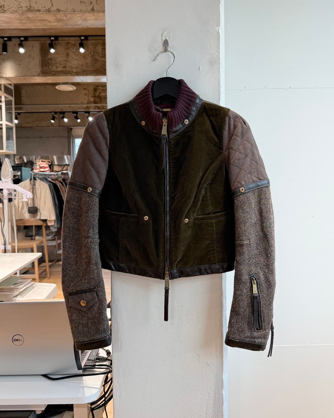 디스퀘어드2 카키 퀼팅 크롭 바이커 자켓  상품이미지2