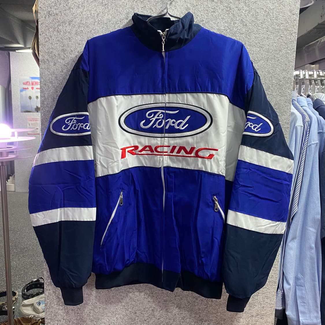 빈티지 포드 빅로고 레이싱 블루종 점퍼 B3847 상품이미지2