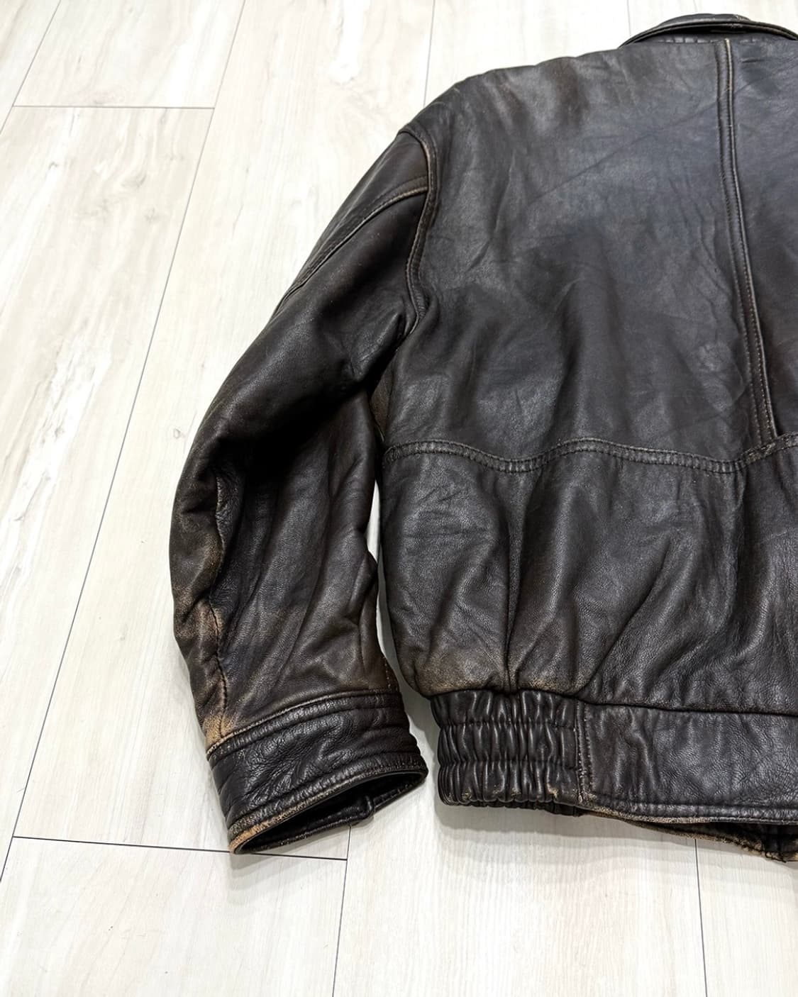 Deep Dark Brown Sheepskin Bomber Jacket 상품이미지10