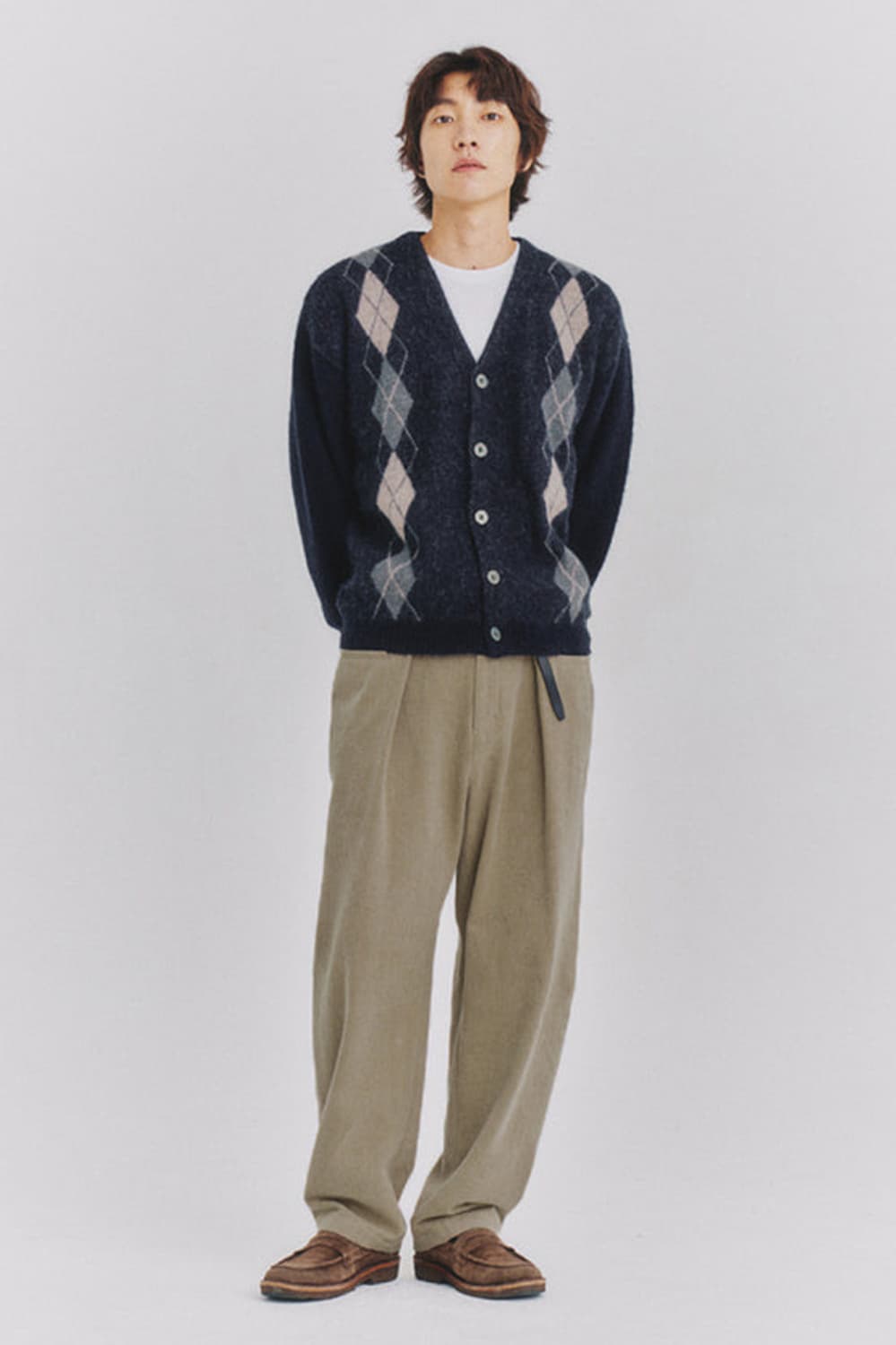 아트이프액츠 아가일 모헤어 니트 가디건 다크 네이비 M사이즈 상품이미지2