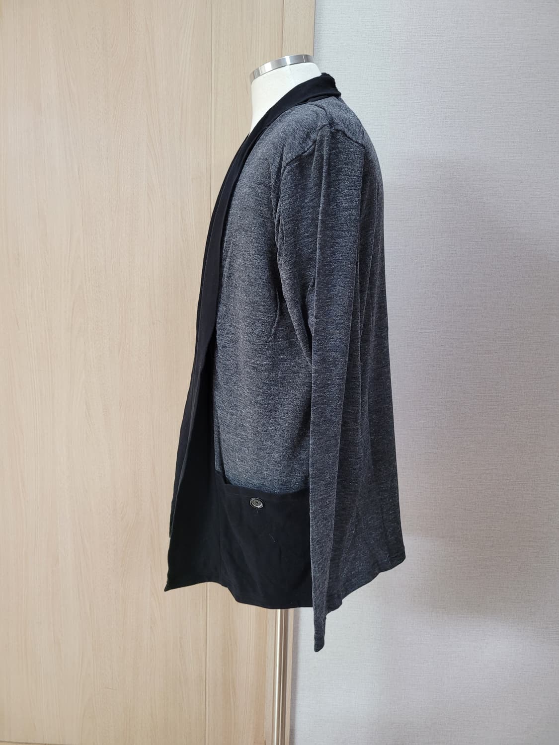 켈번 KELBURN 남자 원버튼 숄 가디건 100 블랙 상품이미지5