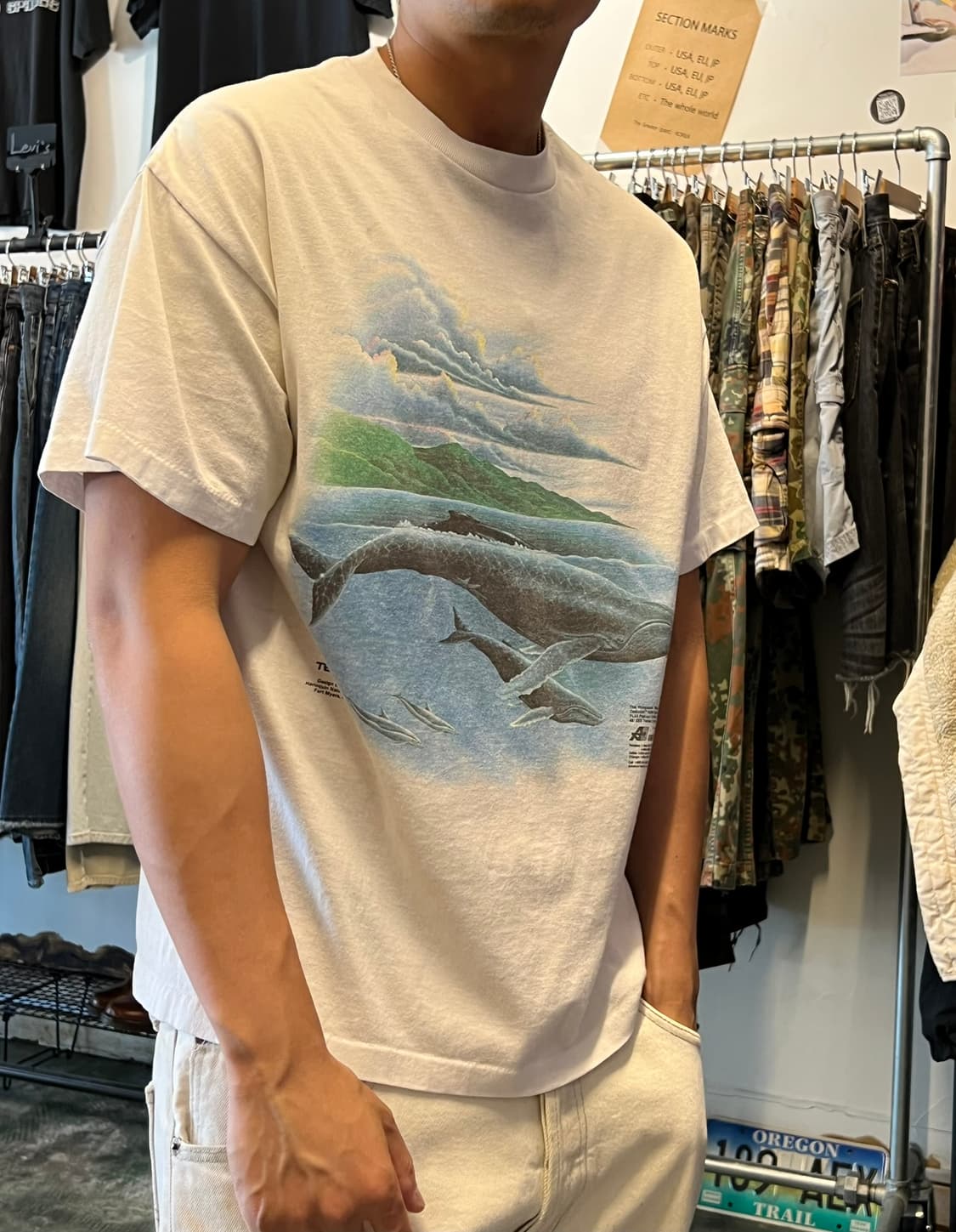 90's [XL] 빈티지 반팔티 고래 그래픽 싱글스티치 Tee Jays 상품이미지2