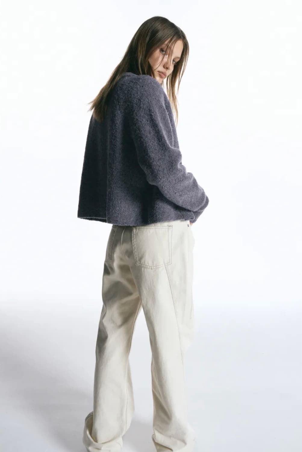 인사일런스우먼  알파카 크롭 가디건 BLUE S사이즈 상품이미지2