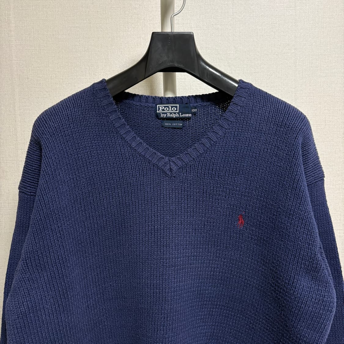 폴로 랄프로렌 V넥 코튼 니트 / 네이비, 100 상품이미지2