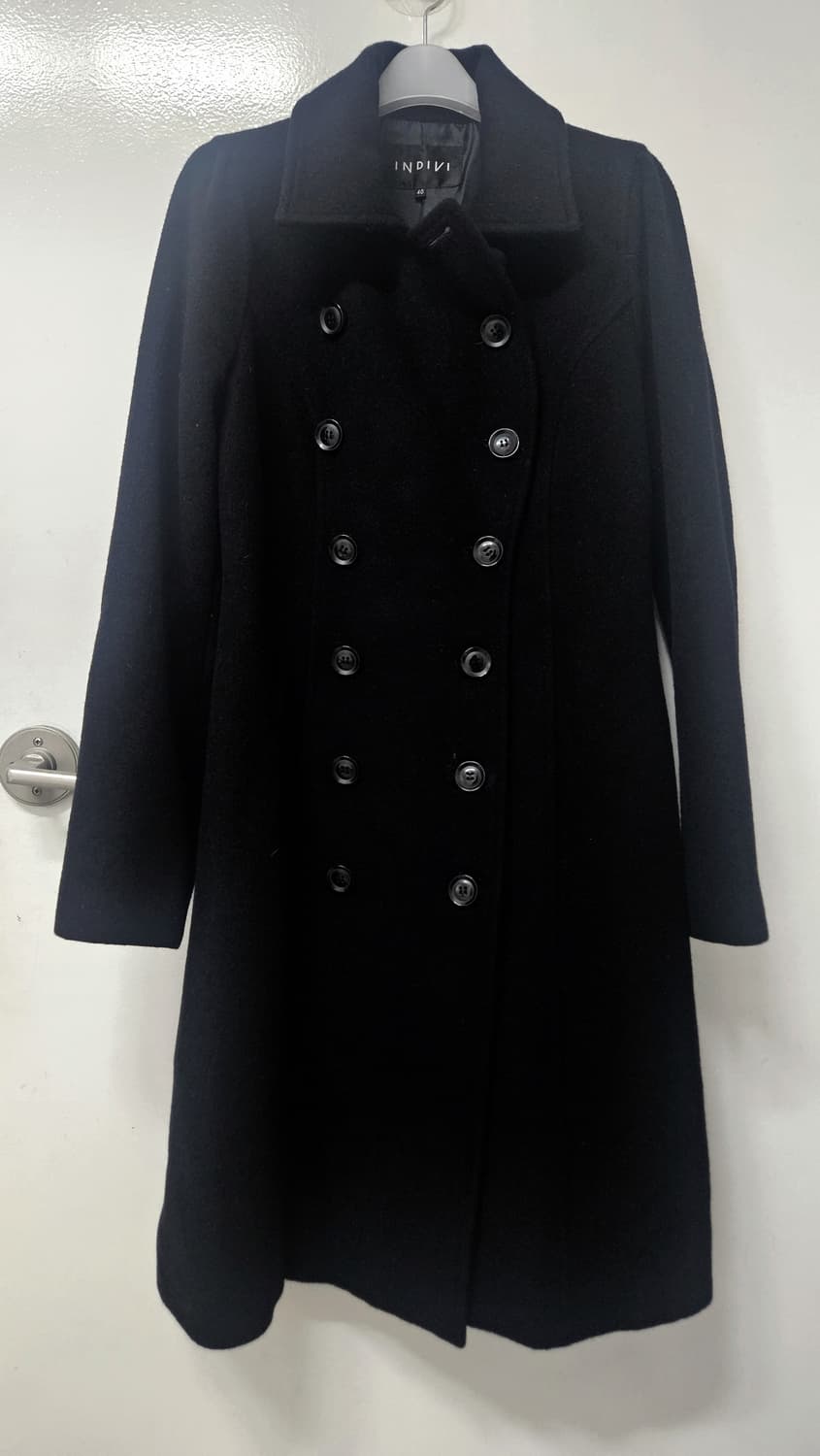 앙고라 블랙 더블 롱코트 상품이미지1